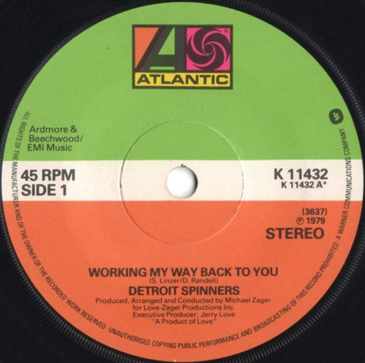 Spinners : Working My Way Back To You (7", Single)