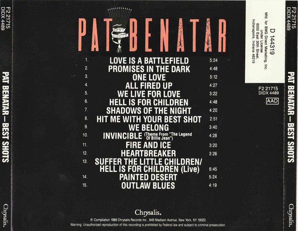 Pat Benatar : Best Shots (CD, Comp, Club, JVC)