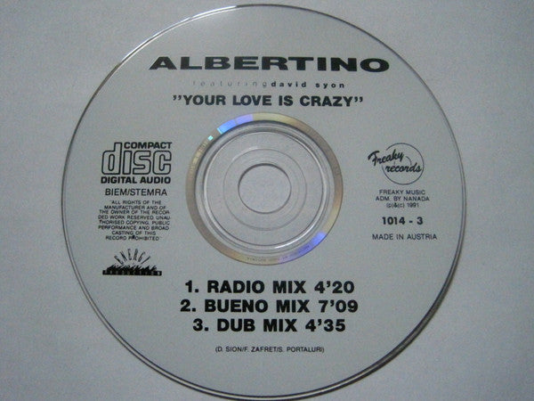 Albertino Featuring David Sion : Your Love Is Crazy (CD, Maxi)