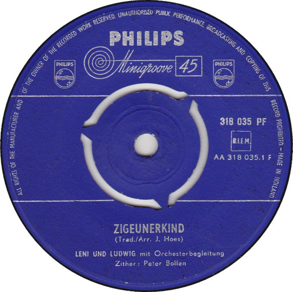Leni Und Ludwig : Zigeunerkind (7", Single, Mono)