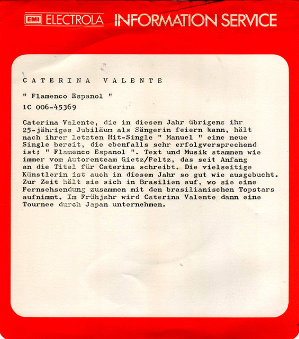 Caterina Valente : Flamenco Español (7", Single)