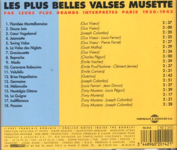Various : Les Plus Belles Valses Musette Par Leurs Plus Grands Interprètes (CD, Comp)