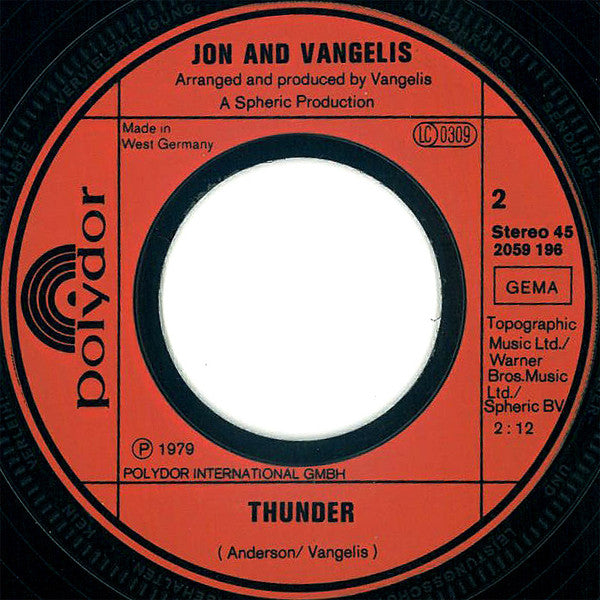Jon & Vangelis : I Hear You Now (7", Single)
