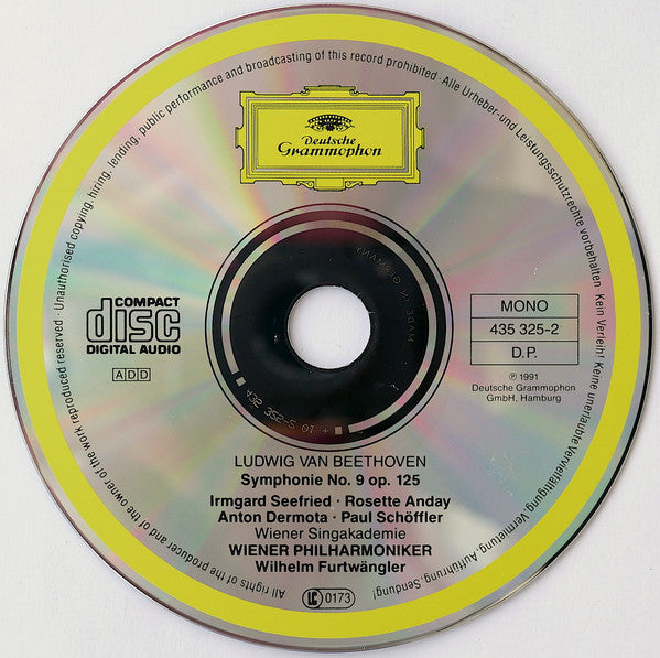 Wiener Philharmoniker, Wilhelm Furtwängler – 1953 – Ludwig van Beethoven : Symphonie No. 9 (CD, Mono, RM)