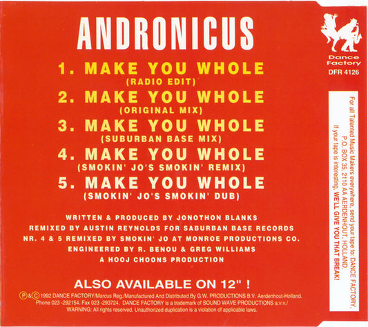 Andronicus : Make You Whole (CD, Maxi)
