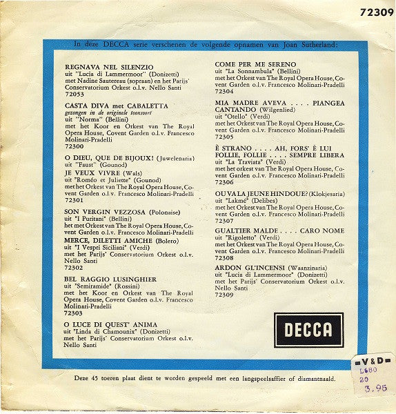 Joan Sutherland : Ardon Gli'Incensi (7", Single)