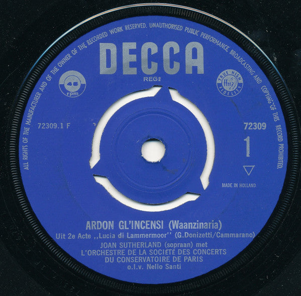 Joan Sutherland : Ardon Gli'Incensi (7", Single)