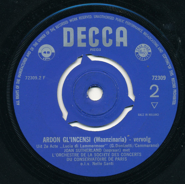 Joan Sutherland : Ardon Gli'Incensi (7", Single)