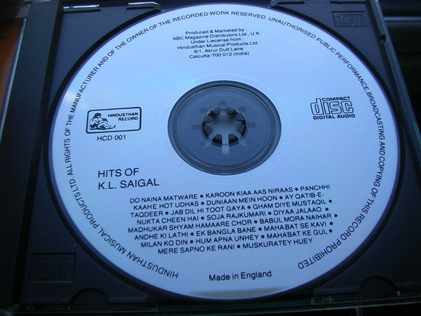 K. L. Saigal : Hits Of K. L. Saigal (CD, Comp)