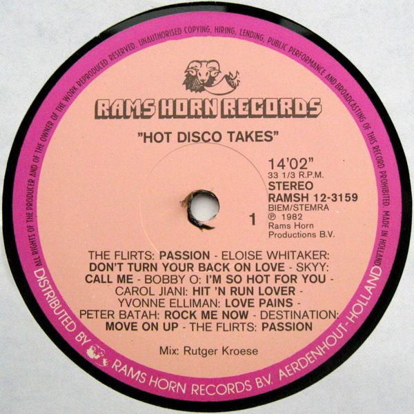 Various : Hot Disco Takes (12", S/Sided, Single, Mixed)