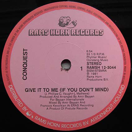 Conquest : Give It To Me (If You Don't Mind) (12")
