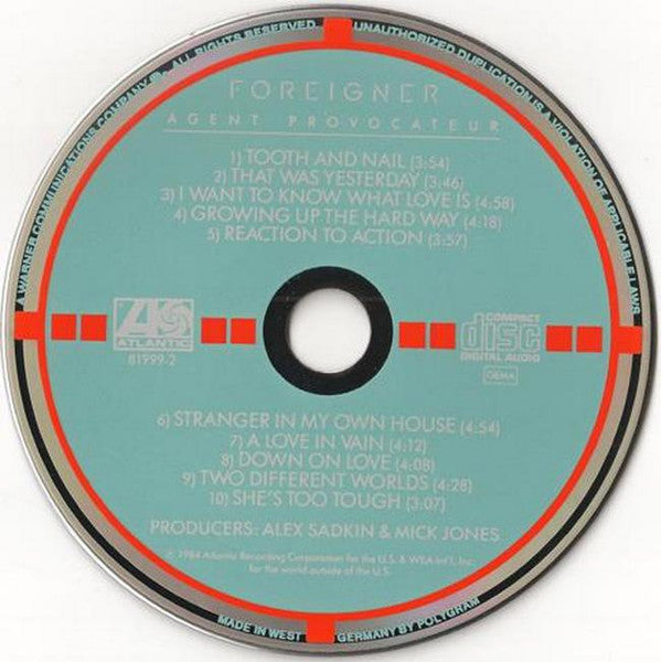 Foreigner : Agent Provocateur (CD, Album, Tar)