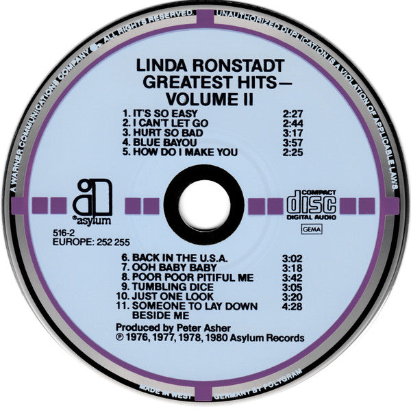 Linda Ronstadt : Greatest Hits Volume Two (CD, Comp, RE, Tar)