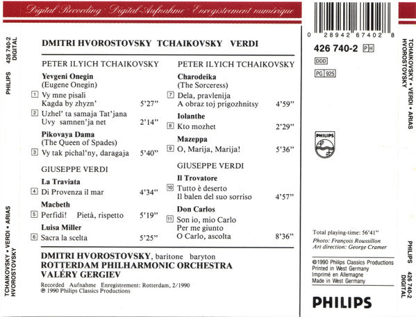 Dmitri Hvorostovsky, Rotterdams Philharmonisch Orkest, Valery Gergiev : Tchaikovsky & Verdi Arias (CD, Album)