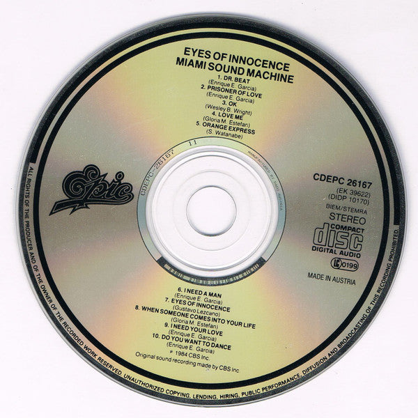 Miami Sound Machine : Eyes Of Innocence (CD, Album, RP, (CD)