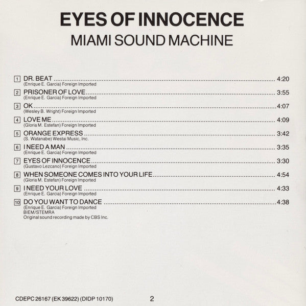 Miami Sound Machine : Eyes Of Innocence (CD, Album, RP, (CD)