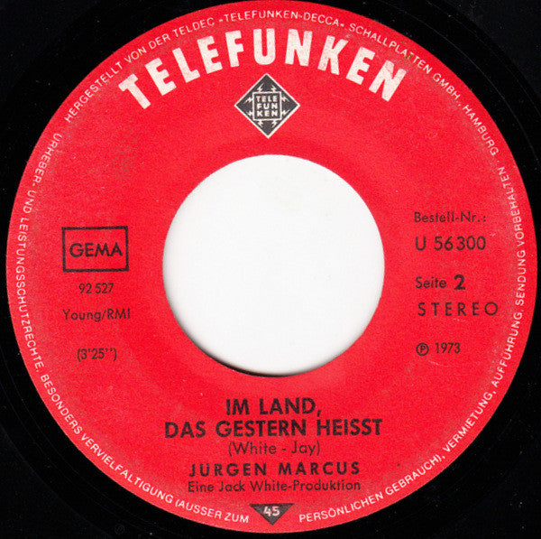 Jürgen Marcus : Schmetterlinge Können Nicht Weinen (7", Single)
