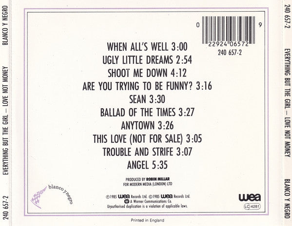 Everything But The Girl : Love Not Money (CD, Album)