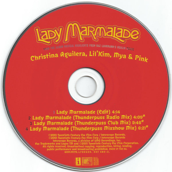 Christina Aguilera, Lil' Kim, Mya & P!NK : Lady Marmalade (CD, Single)