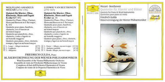 Wolfgang Amadeus Mozart • Ludwig van Beethoven, Friedrich Gulda • Bläservereinigung Der Wiener Philharmoniker : Quintette Für Klavier, Oboe, Klarinette, Horn Und Fagott = Quintets For Piano, Oboe, Clarinet, Horn And Bassoon (CD, RM)