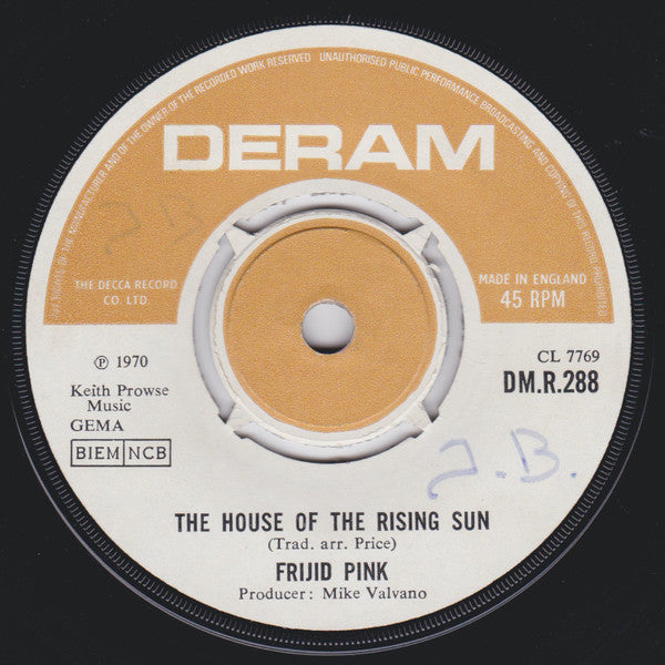 Frijid Pink : House Of The Rising Sun (7", Single)