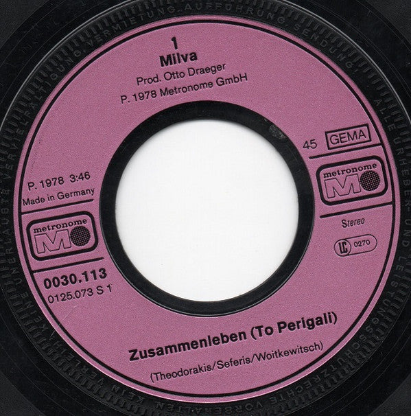 Milva : Zusammenleben (7", Single)