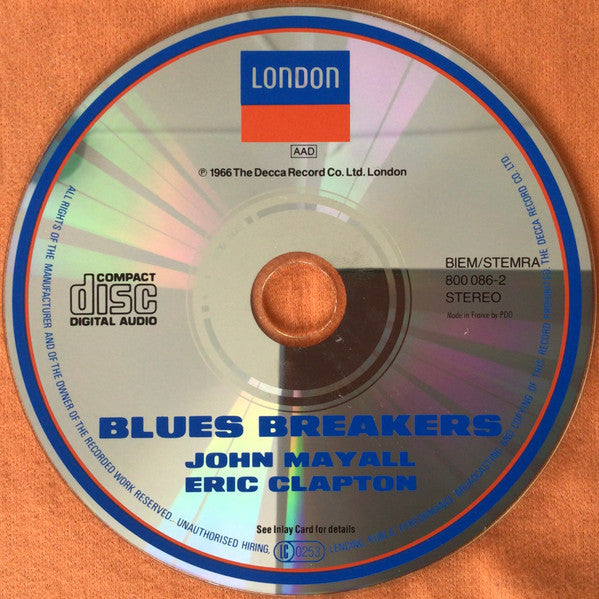 John Mayall With Eric Clapton : Blues Breakers (CD, Album, RE, RM)