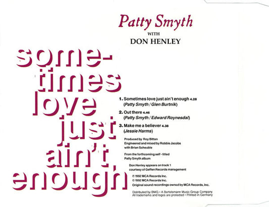 Patty Smyth With Don Henley : Sometimes Love Just Ain't Enough (CD, Single)