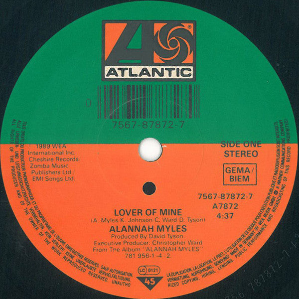 Alannah Myles : Lover Of Mine (7", Single)