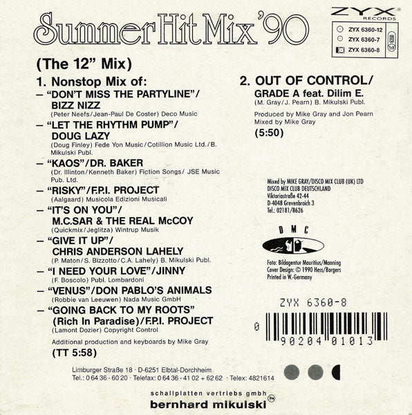 Various : Summer Hit Mix '90 (The 12" Mix) (CD, P/Mixed, Car)