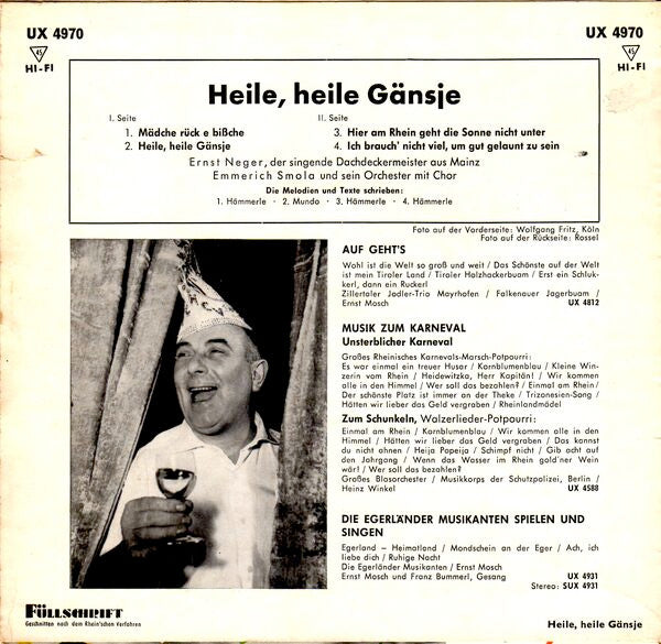 Ernst Neger : Heile, Heile Gänsje (7", EP, Mono)