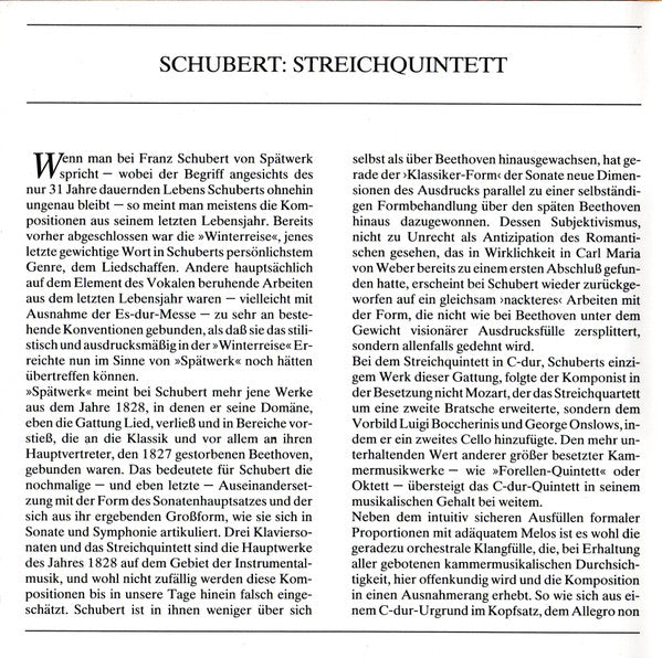 Franz Schubert - Melos Quartett · Mstislav Rostropovich : Streichquintett = String Quintet = Quintette A Cordes (CD, Album, RE, RM)