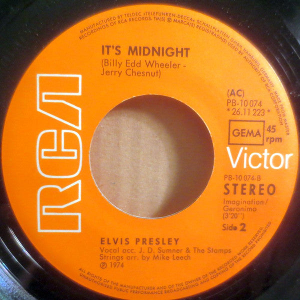 Elvis Presley : Promised Land / It's Midnight (7", Single)