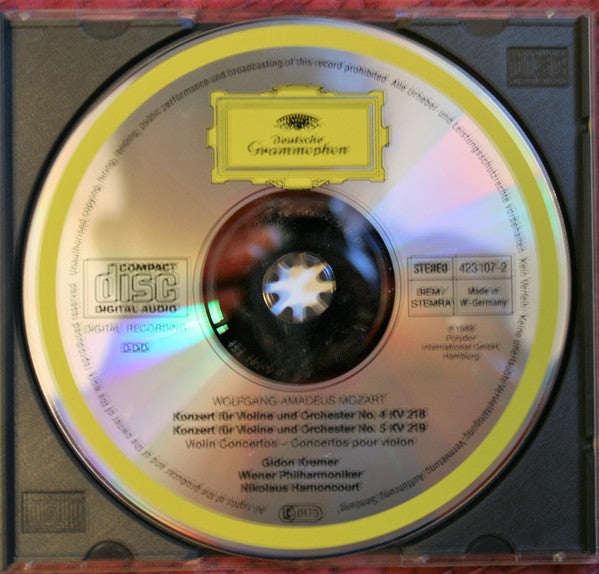 Wolfgang Amadeus Mozart - Gidon Kremer, Wiener Philharmoniker, Nikolaus Harnoncourt : Violinkonzerte Nos. 4 & 5 (CD, Album)