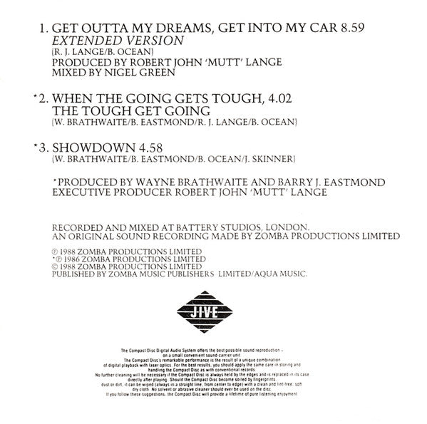 Billy Ocean : Get Outta My Dreams, Get Into My Car (CD, Maxi)