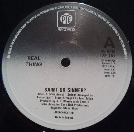 The Real Thing : Saint Or Sinner? (12")