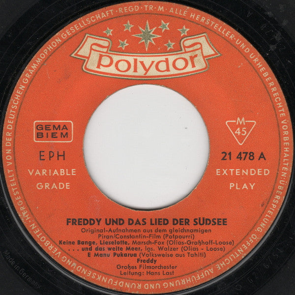 Freddy Quinn : Freddy Und Das Lied Der Südsee (7", EP, Mono, RP)