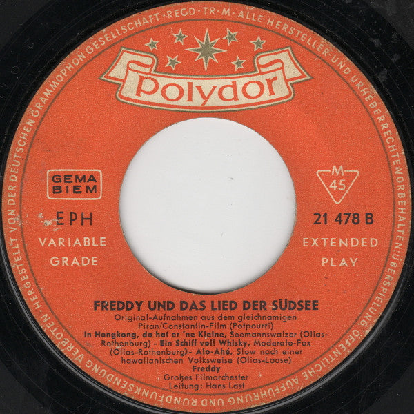 Freddy Quinn : Freddy Und Das Lied Der Südsee (7", EP, Mono, RP)