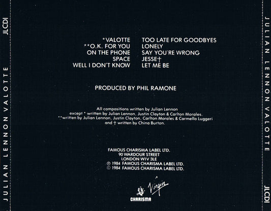 Julian Lennon : Valotte (CD, Album)