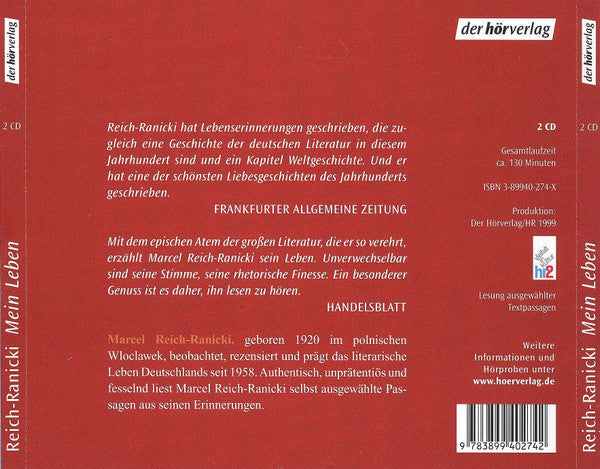 Marcel Reich-Ranicki : Mein Leben (2xCD, Mono)