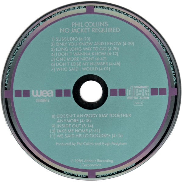 Phil Collins : No Jacket Required (CD, Album, Tar)