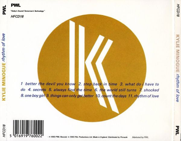 Kylie Minogue : Rhythm Of Love (CD, Album)
