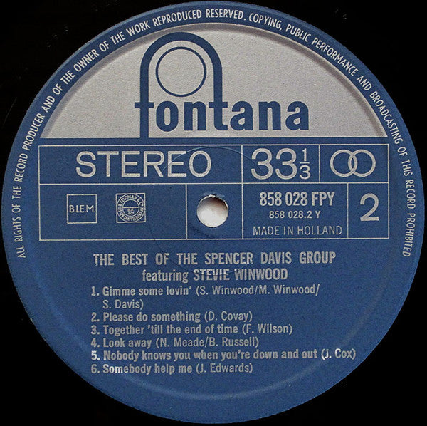 Steve Winwood with The Spencer Davis Group : The Best Of Stevie Winwood With The Spencer Davis Group (LP, Comp)