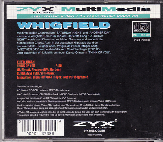 Whigfield : Think Of You (VCD)