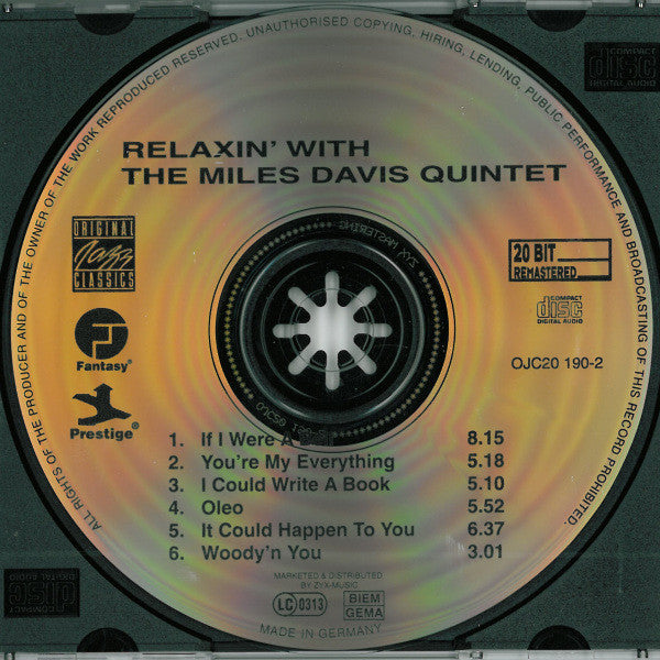 The Miles Davis Quintet : Relaxin' With The Miles Davis Quintet (CD, Album, RE, RM)