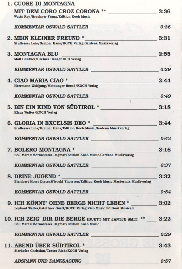 Oswald Sattler : Ich Könnt' Ohne Berge Nicht Leben - Die Grossen Erfolge   (DVD, Album)