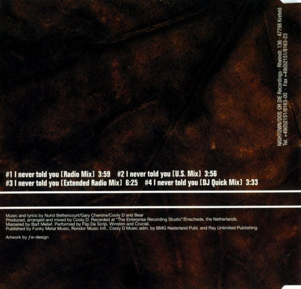 Flip Da Scrip : I Never Told You (CD, Maxi)