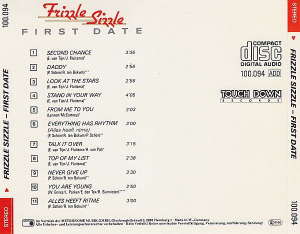 Frizzle Sizzle : First Date (CD, Album)