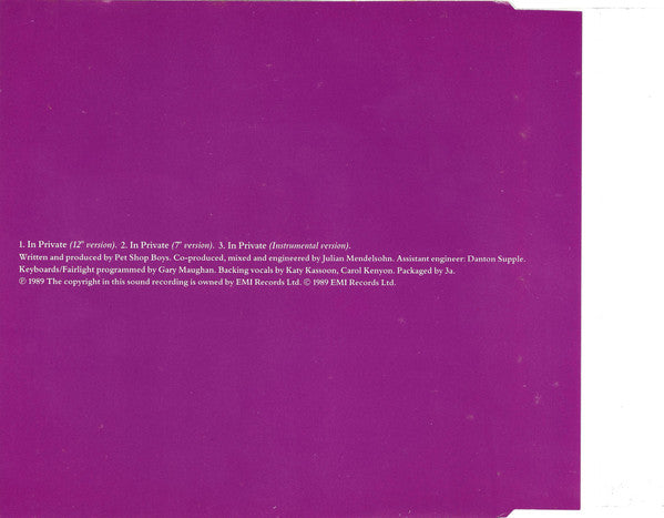 Dusty Springfield : In Private (CD, Single)