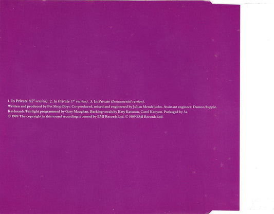 Dusty Springfield : In Private (CD, Single)